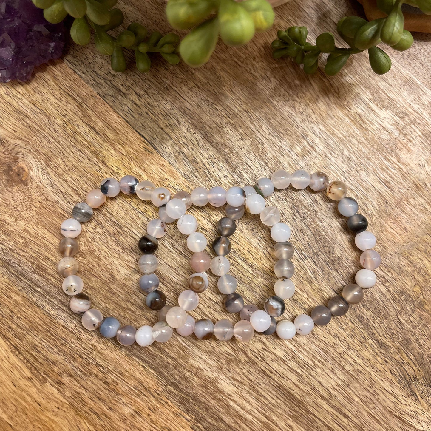 Black Dendritic Agate Bracelet