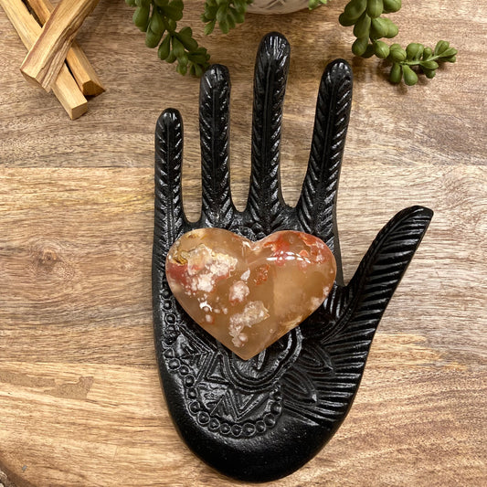 Flower Agate Heart Carving