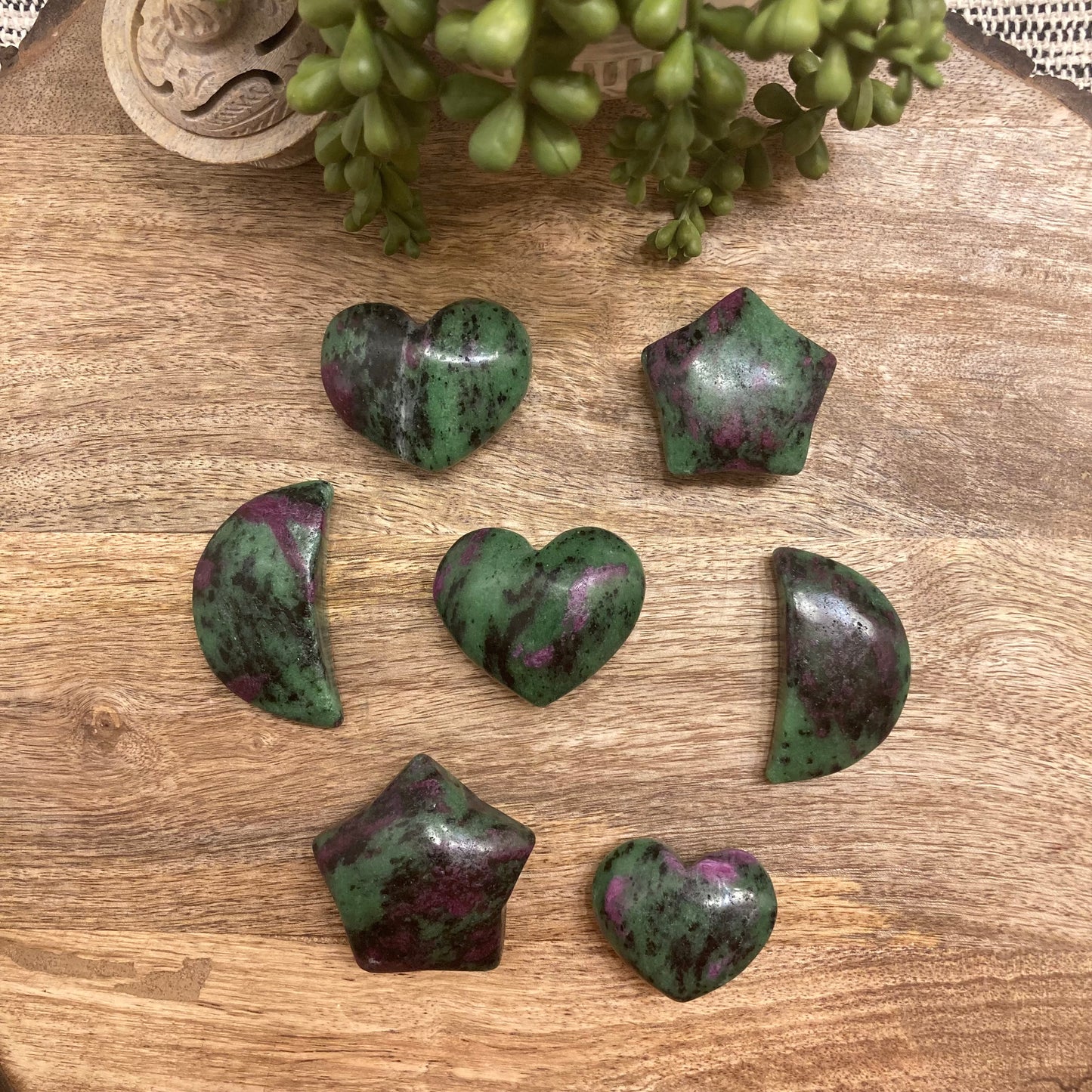 Ruby Zoisite Heart/Moon/Star Carving