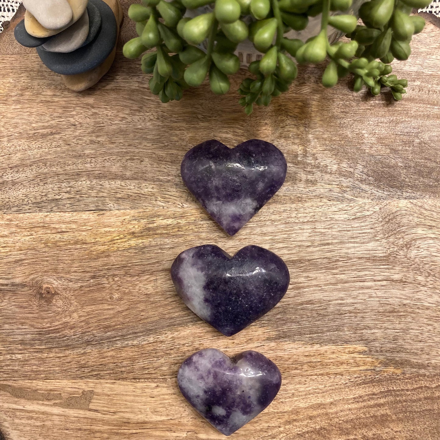 Lepidolite Heart Carving