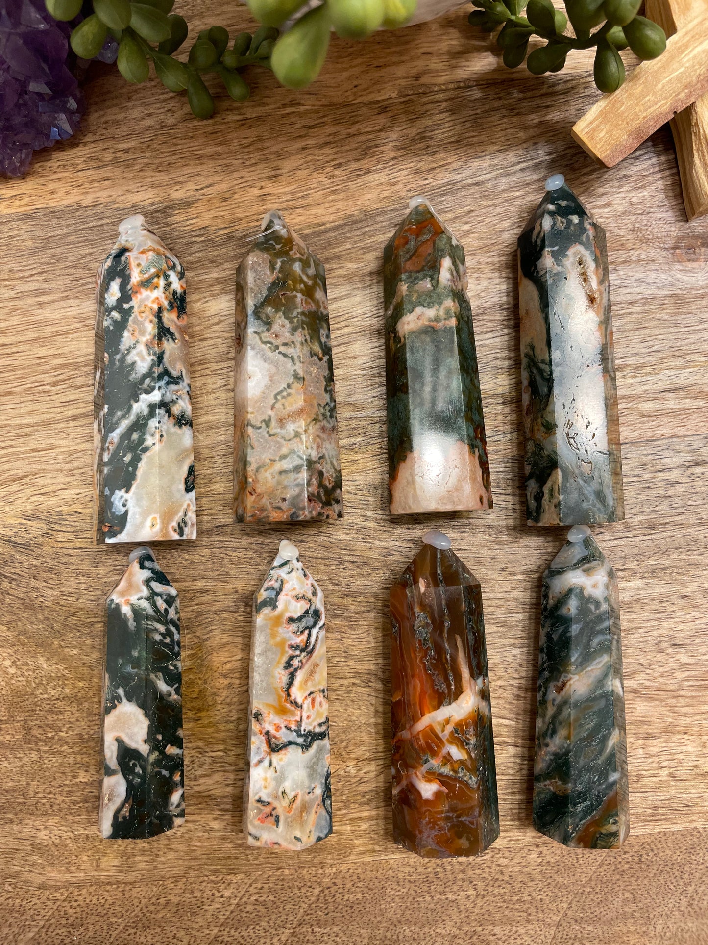 Red Moss Agate Tower