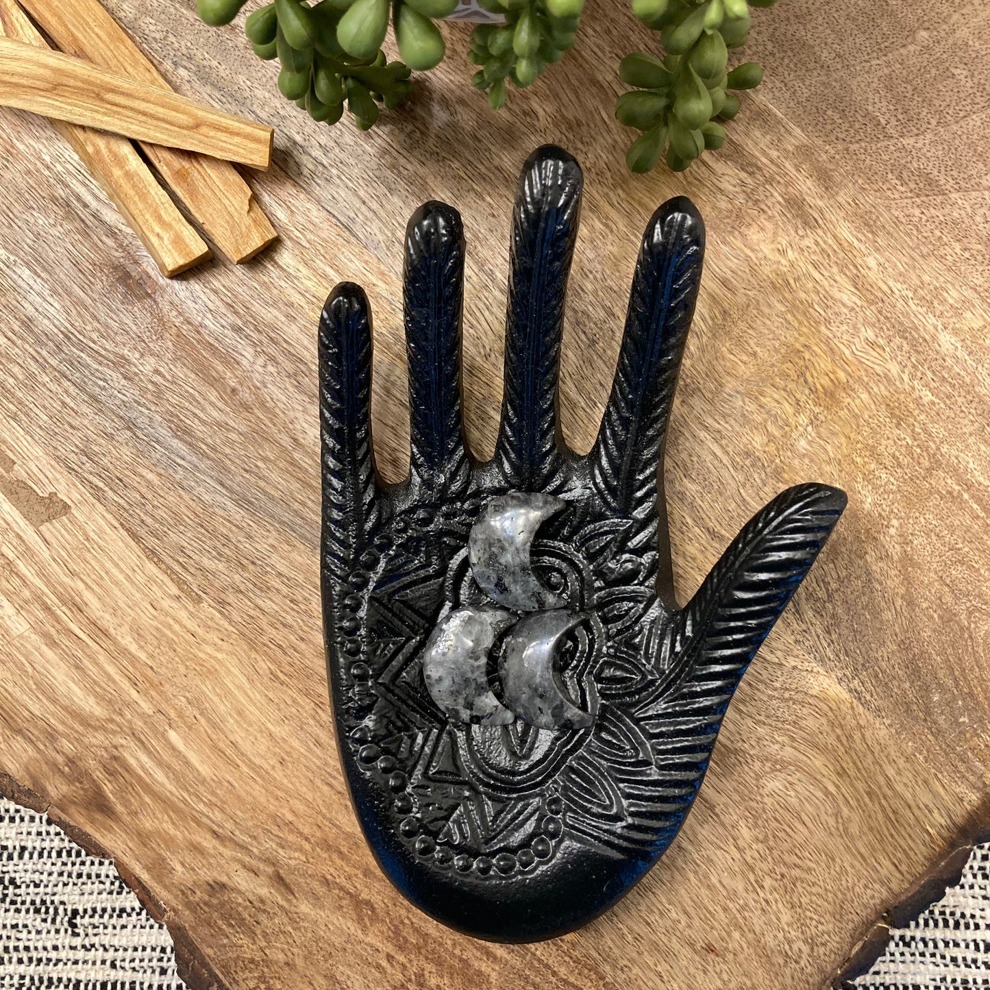 Larvikite Moon Carving