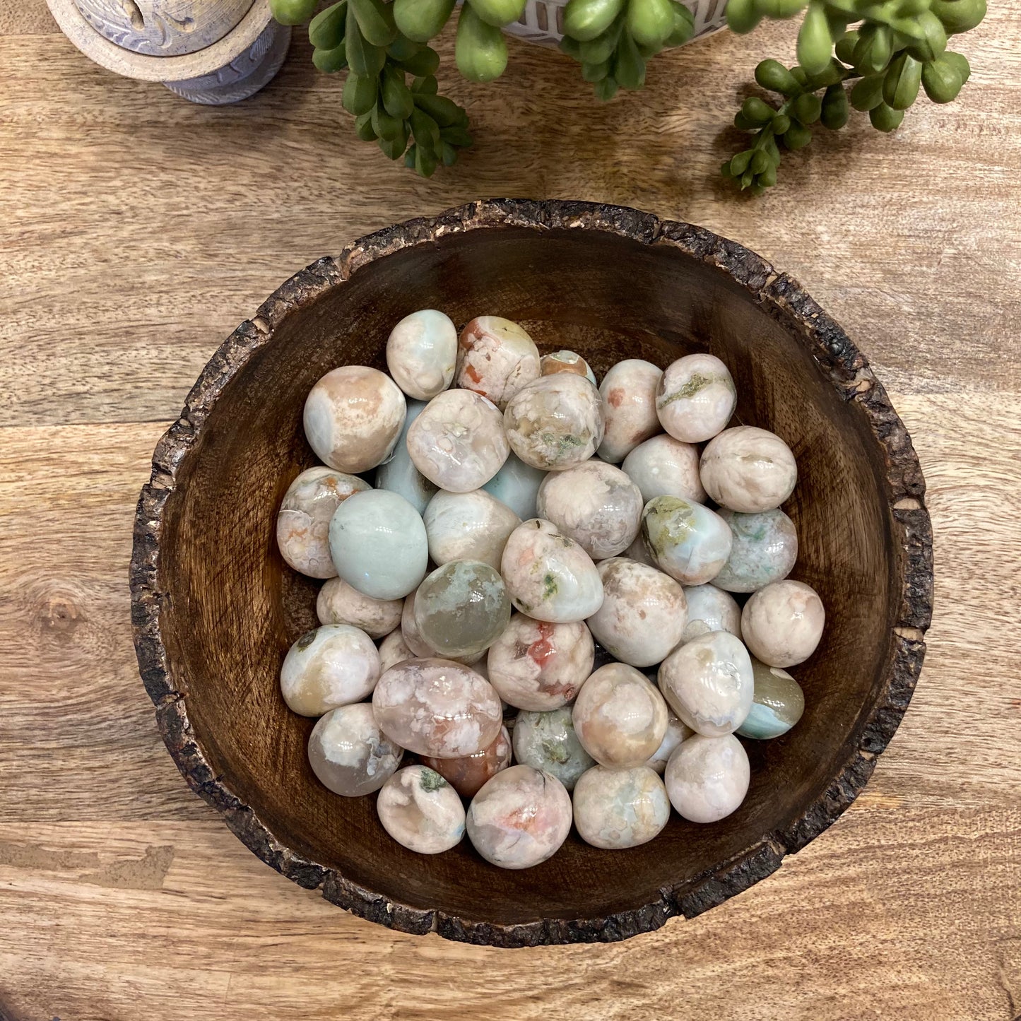 Green Flower Agate Tumble