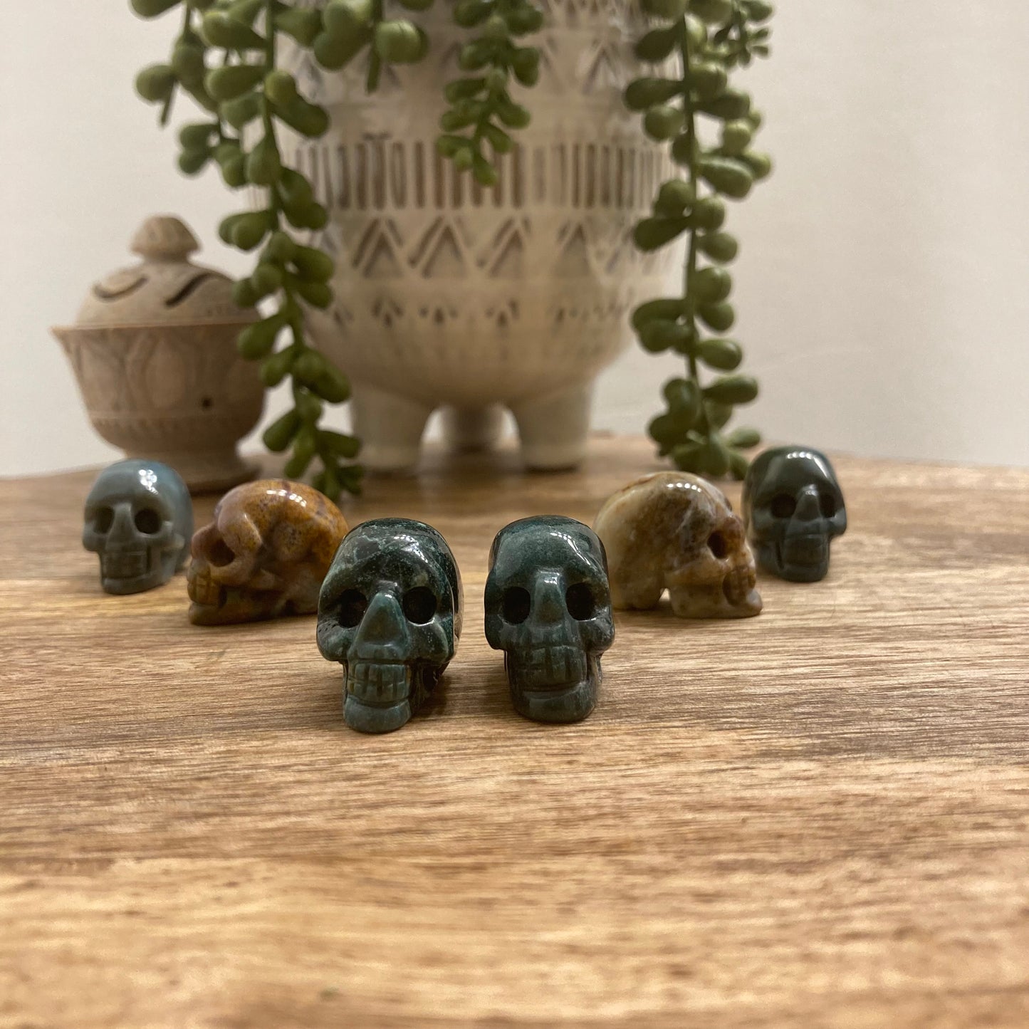 Ocean Jasper Mini Skull Carving