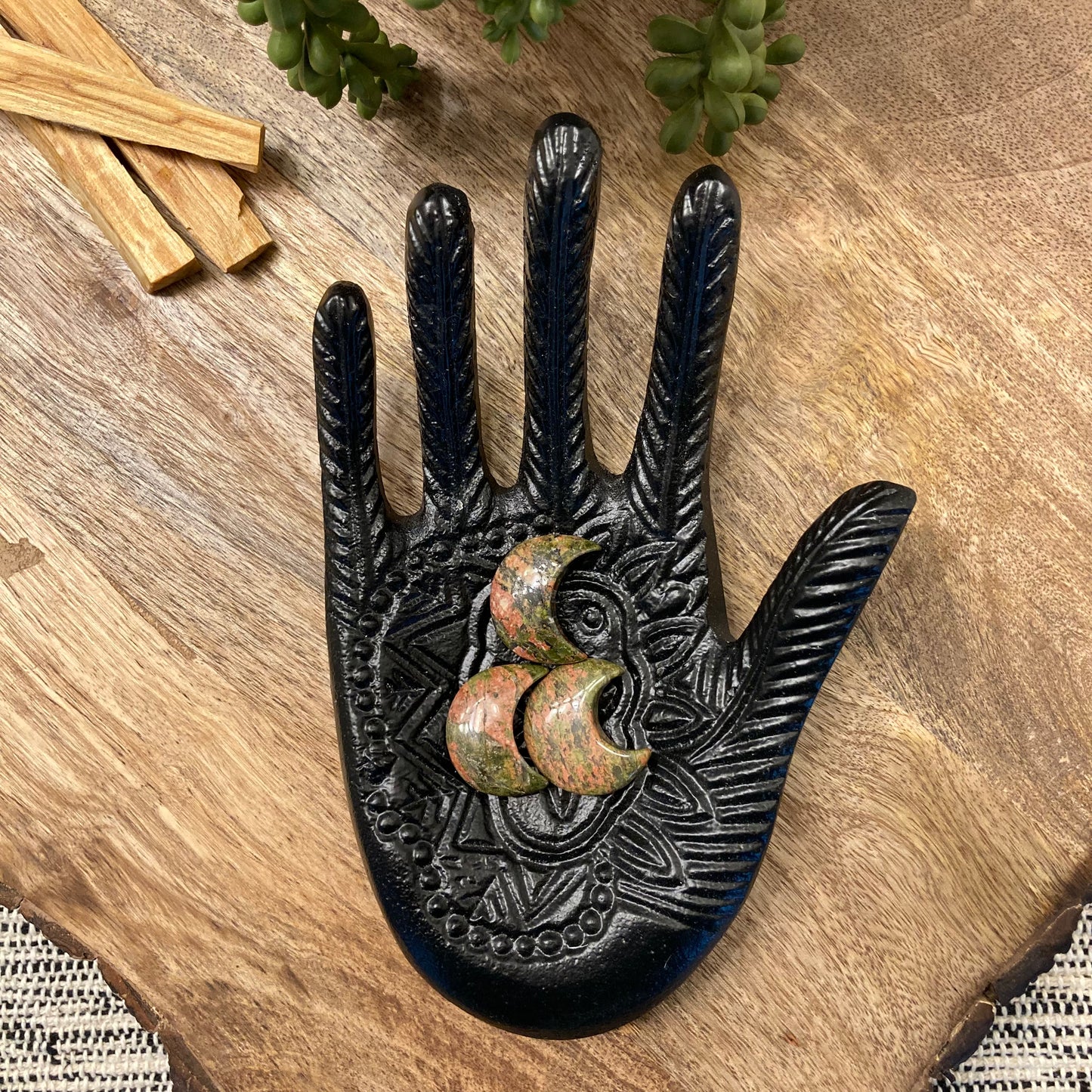 Unakite Moon Carving