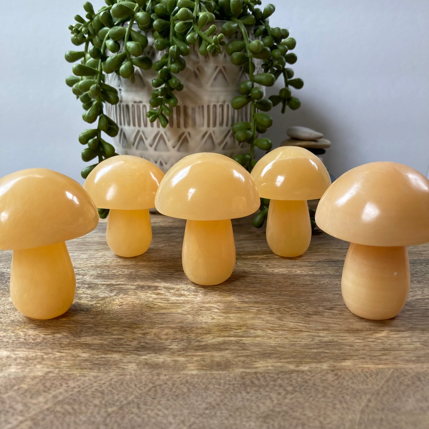 Orange Calcite Mushroom Carving