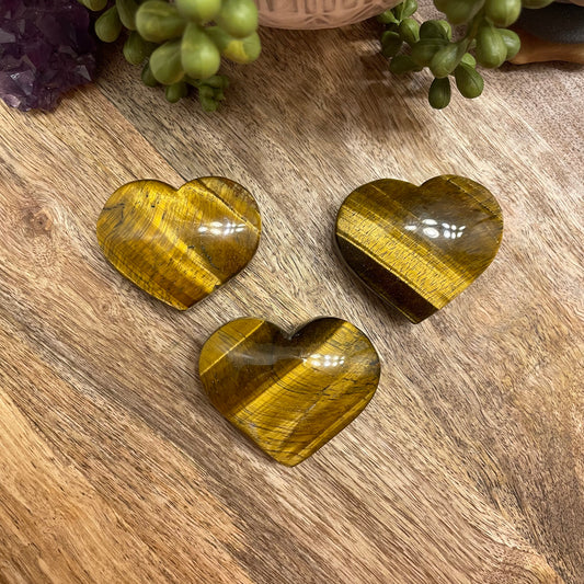 Yellow Tiger Eye Heart Carving