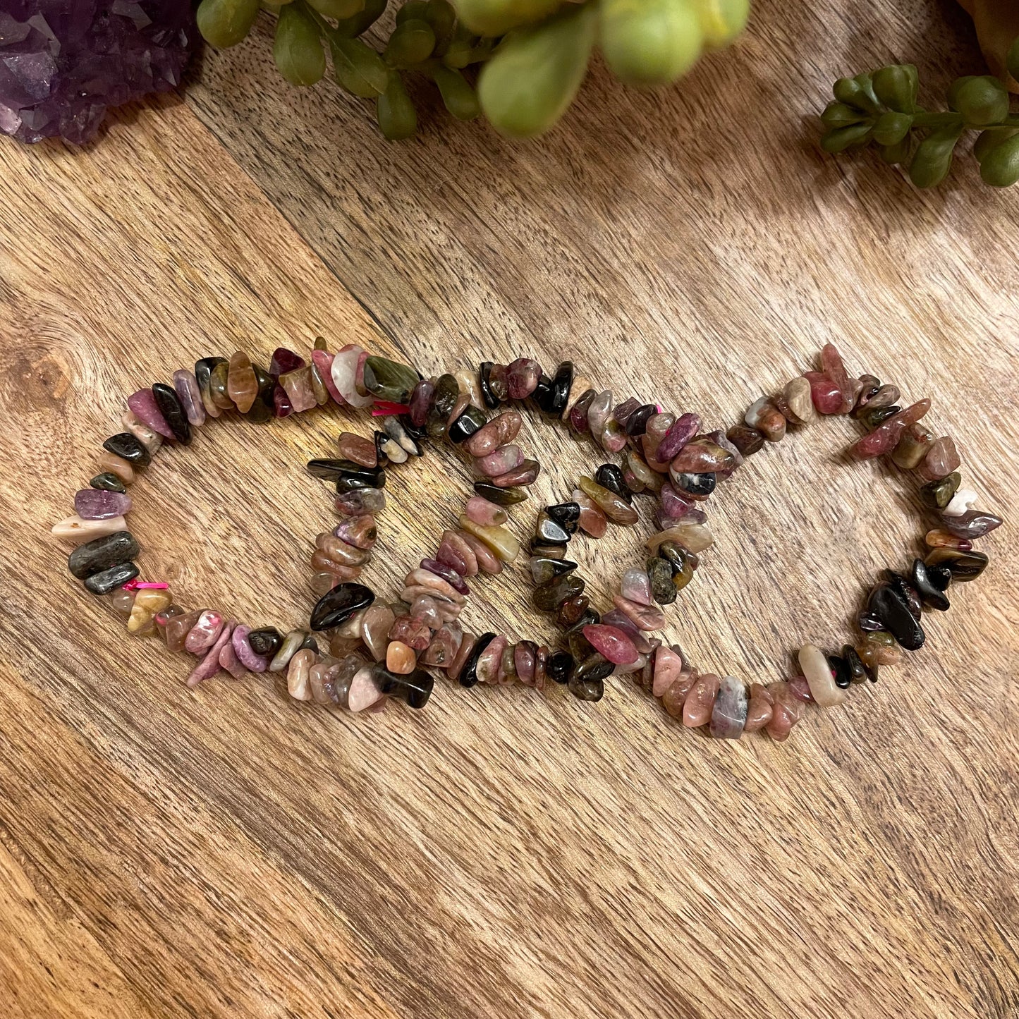 Watermelon Tourmaline Chip Bracelet