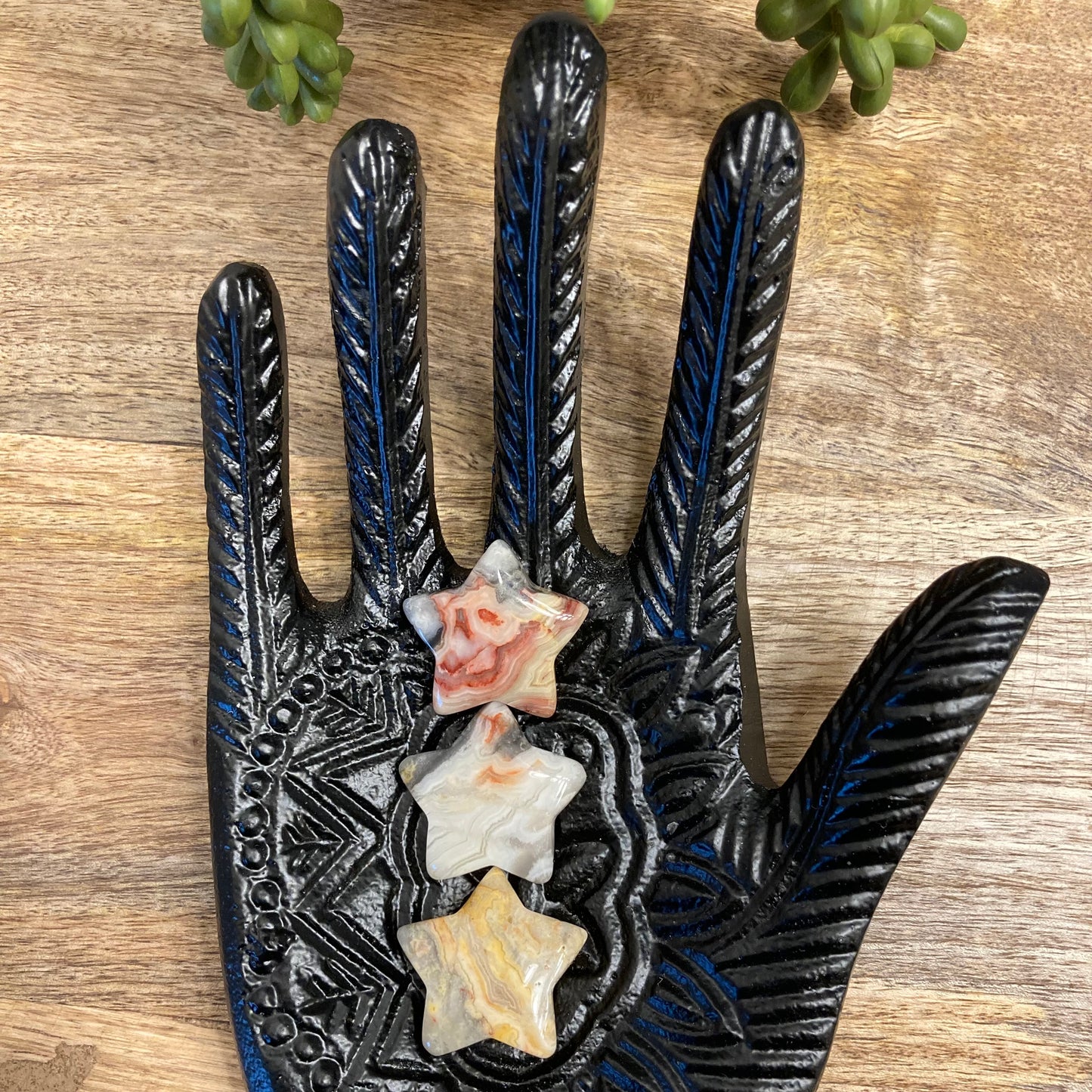 Crazy Lace Agate Star Carving (Sm)