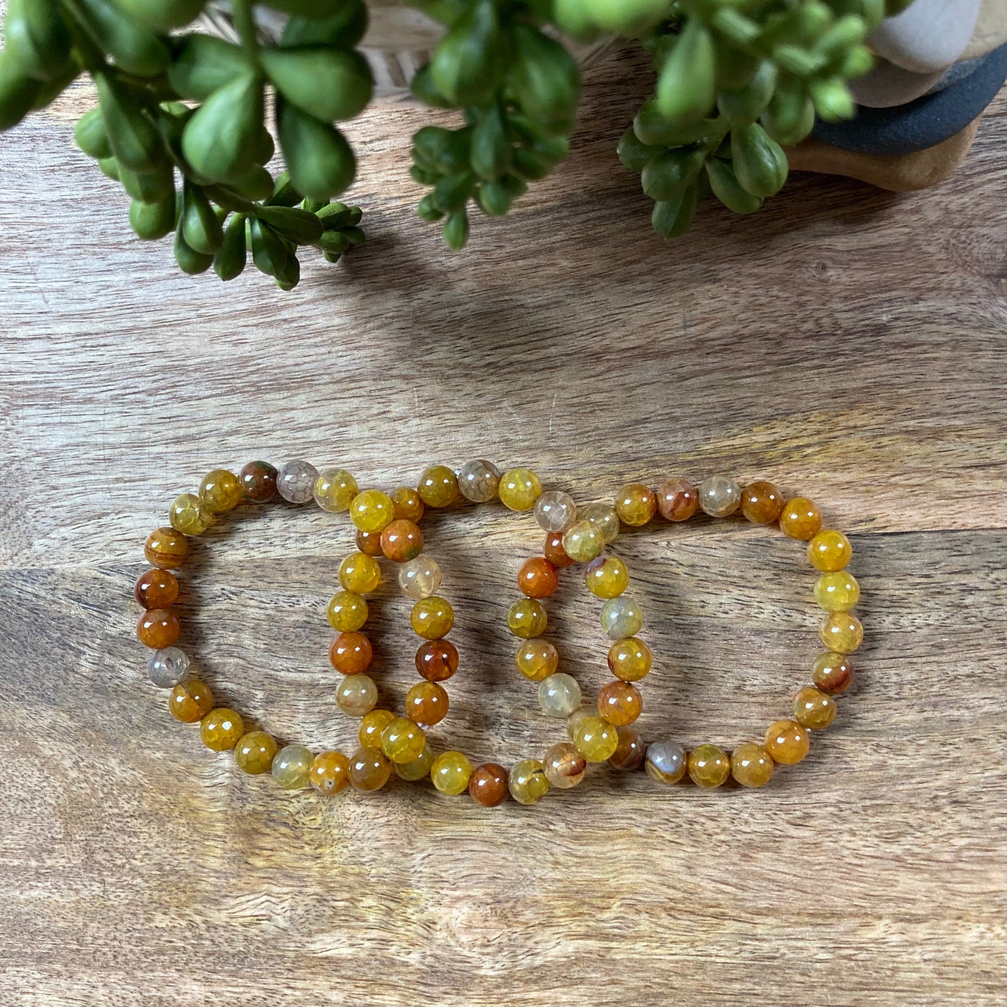 Yellow Dragon Vein Agate Bracelet