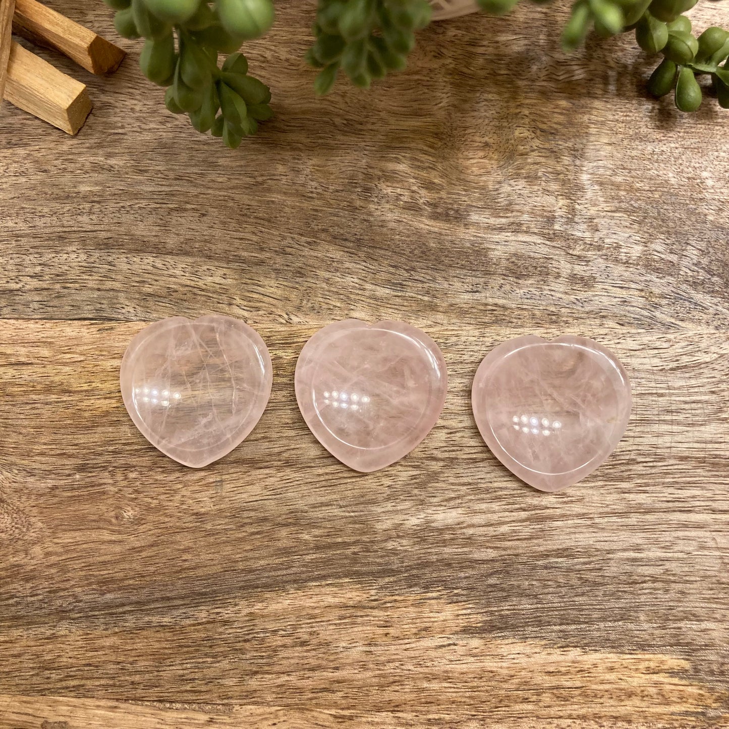 Rose Quartz Worry Stone Heart Carving