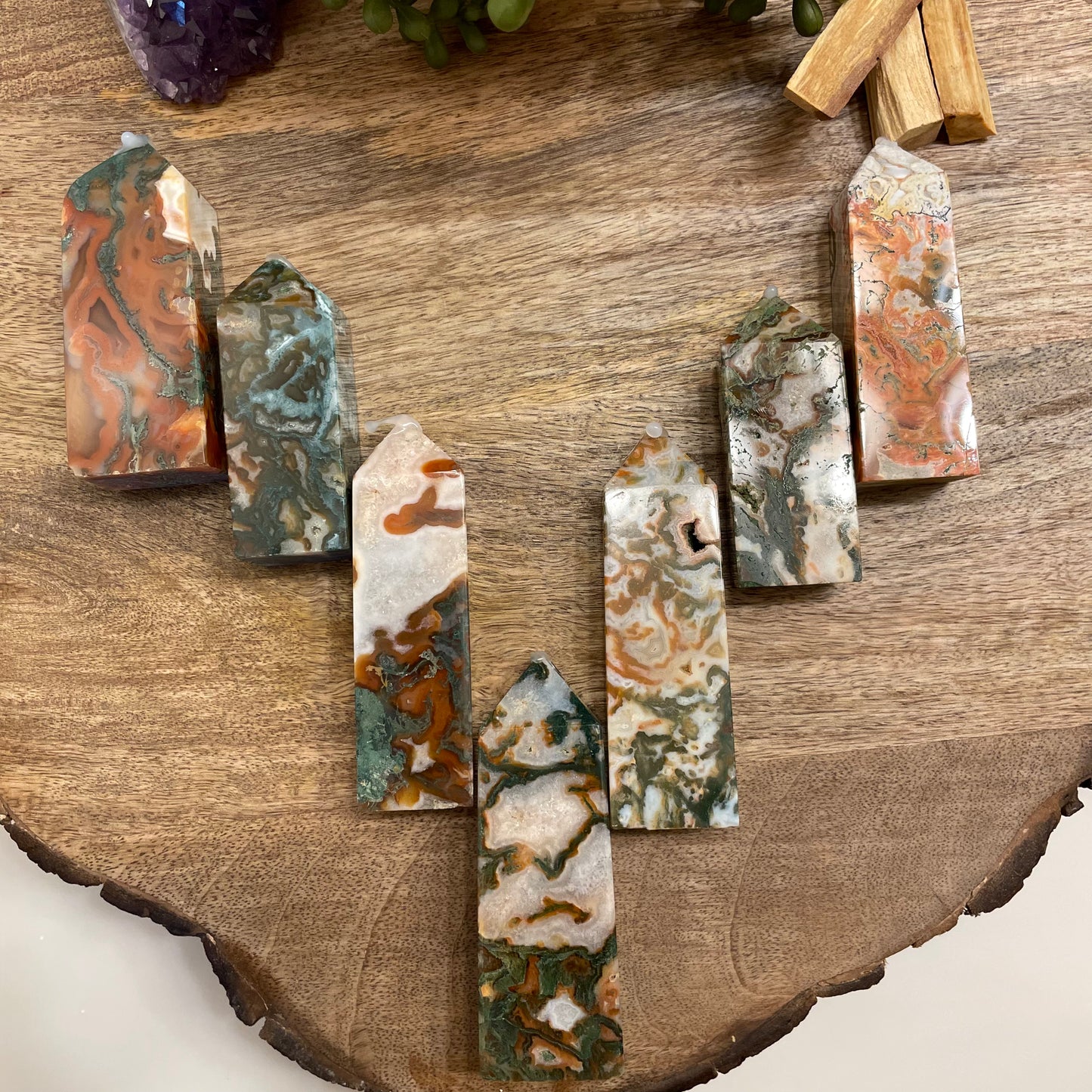 Red Moss Agate Box Tower