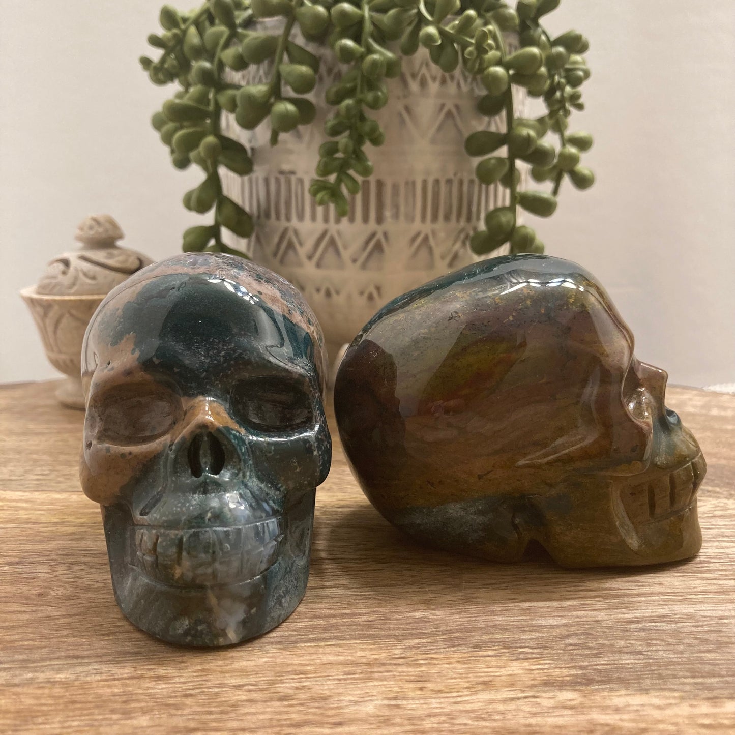 Ocean Jasper Skull Carving (Jumbo)