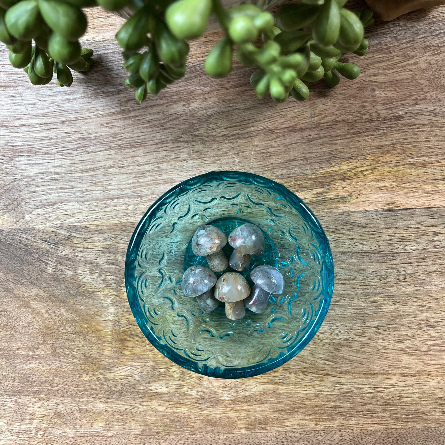 African Bloodstone Mini Mushroom Carving
