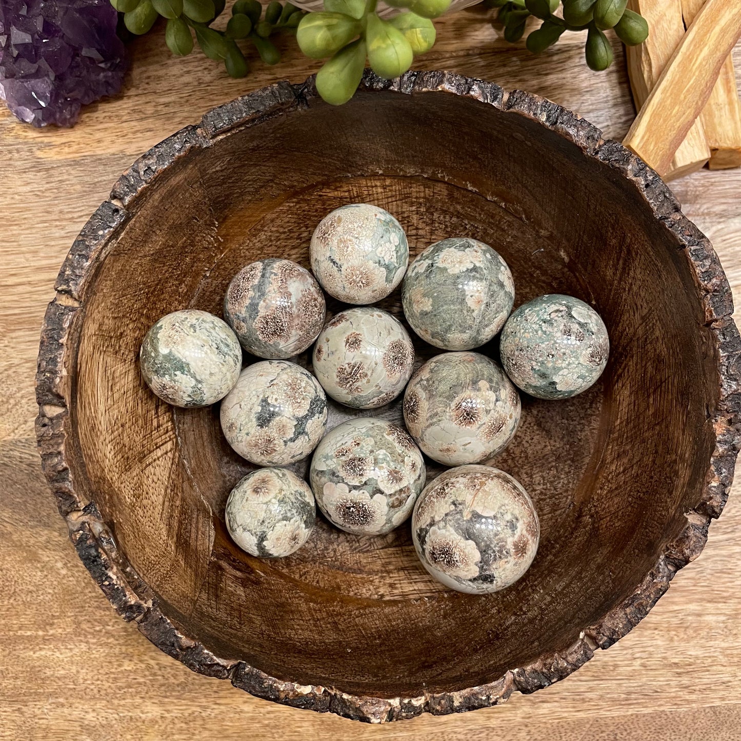 Green Flower Jasper Sphere