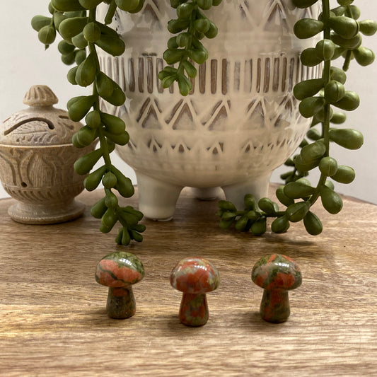 Unakite Mini Mushroom Carving