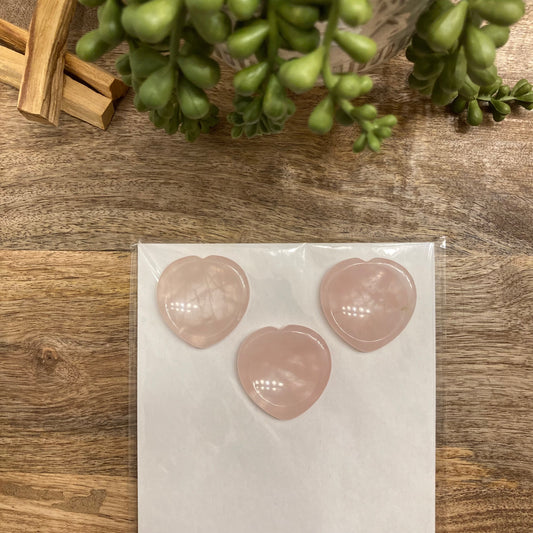 Rose Quartz Worry Stone Heart Carving