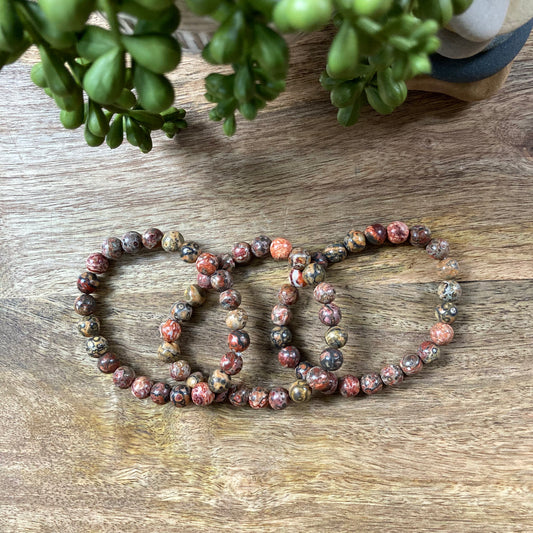 Red Leopard Skin Jasper Bracelet