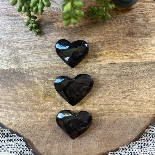 Rose Golden Obsidian Heart Carving