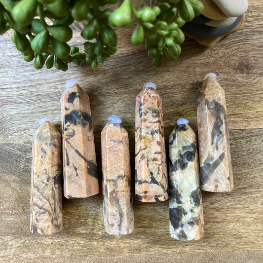 Peach Moonstone w/Smokey Quartz Tower