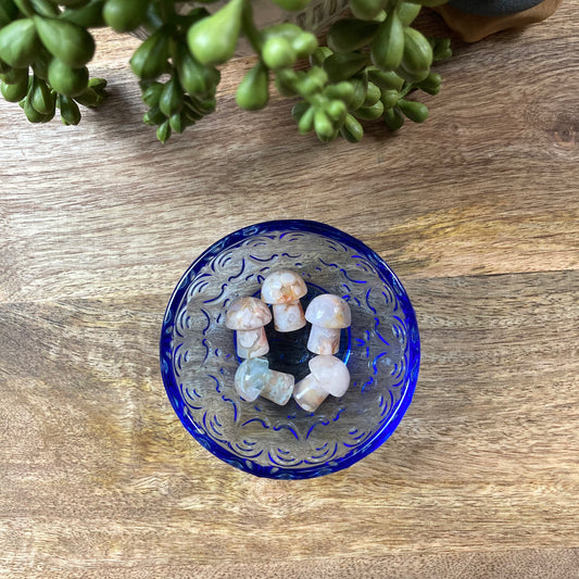 Flower Agate Mini Mushroom Carving