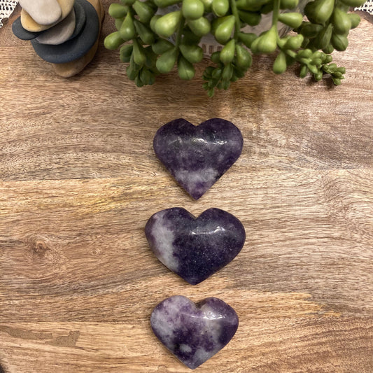 Lepidolite Heart Carving