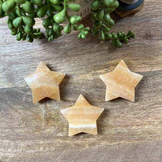 Orange Calcite Star Carving
