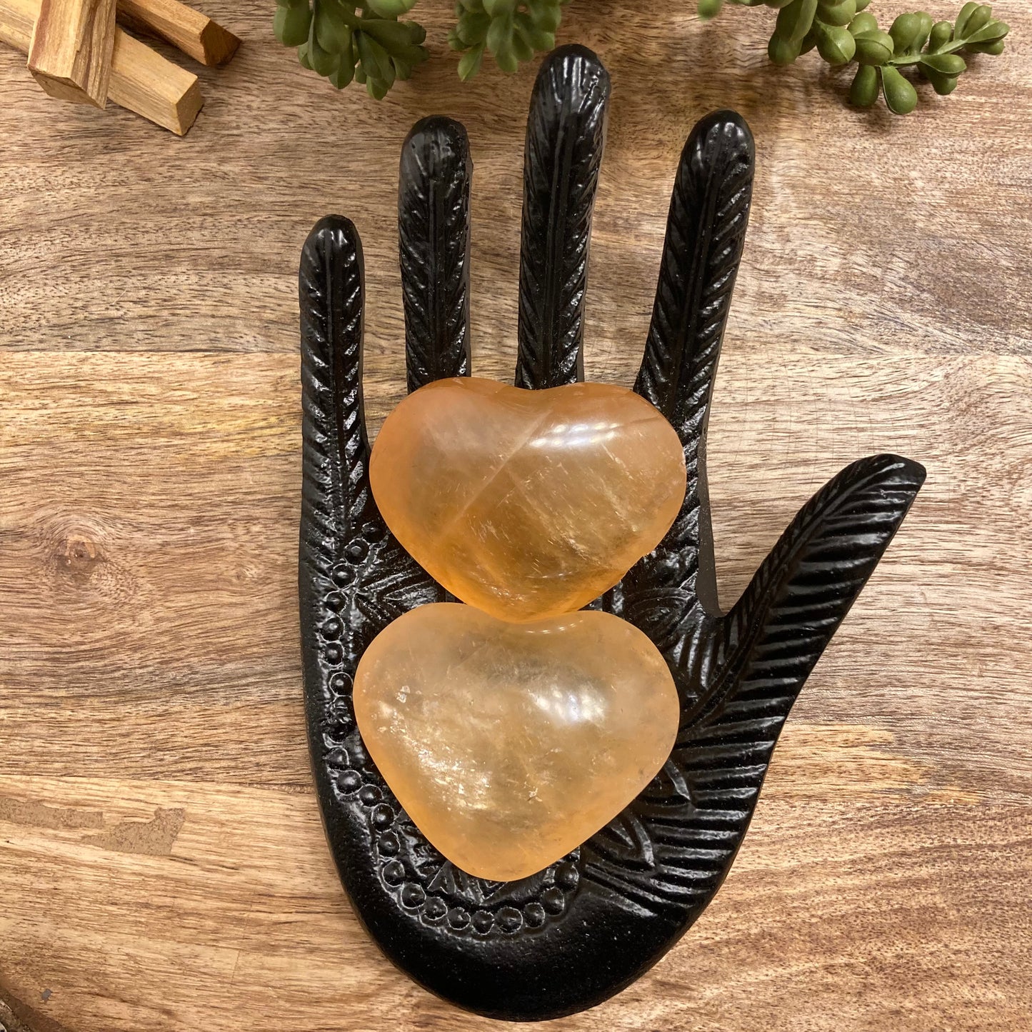 Honey Calcite Heart Carving
