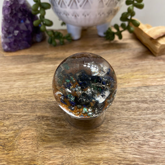 Garden Quartz w/Azurite Sphere