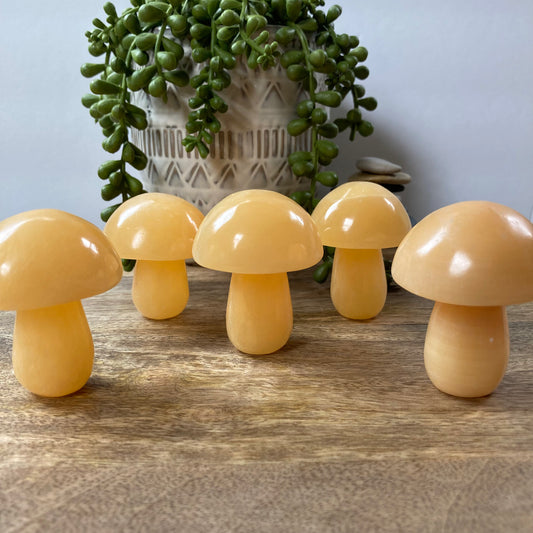 Orange Calcite Mushroom Carving