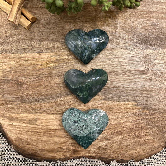 Moss Agate Heart Carving