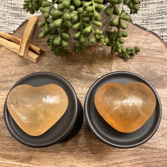 Honey Calcite Heart Carving