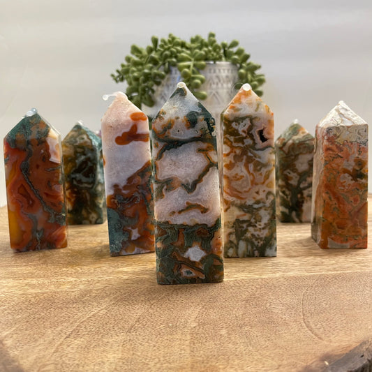 Red Moss Agate Box Tower