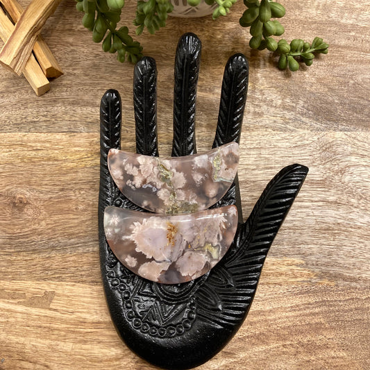 Flower Agate Moon Carving
