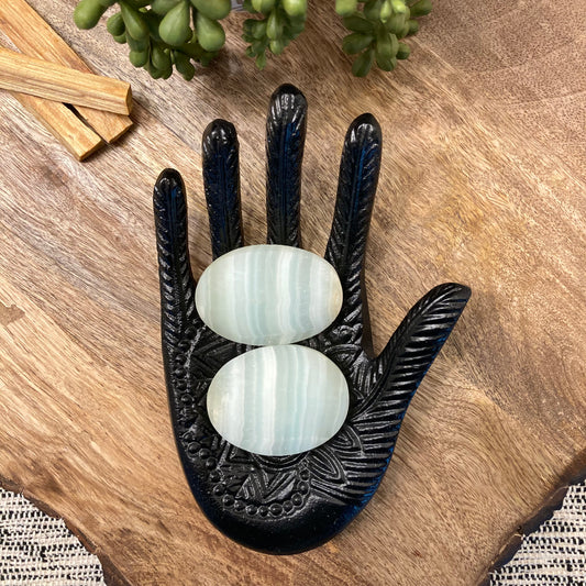 Pistachio Calcite Palm Stone