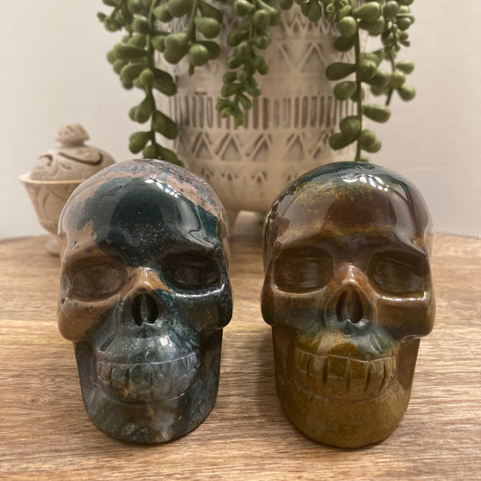 Ocean Jasper Skull Carving (Jumbo)
