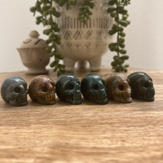 Ocean Jasper Mini Skull Carving