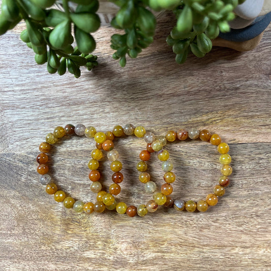 Yellow Dragon Vein Agate Bracelet