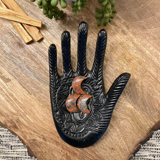 Red Jade Moon Carving